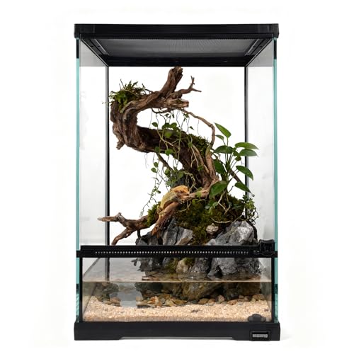 11 Gallon Tall Reptile Glass Tank 12"x12"x18" with Drainage Hole - Pre-Assembled Vertical Reptile Cage Enclosure for Arboreal Geckos,Chameleon,Lizard,Tree Frog and Snake