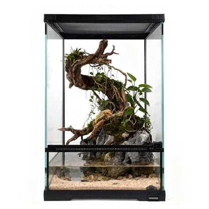 11 Gallon Tall Reptile Glass Tank 12"x12"x18" with Drainage Hole - Pre-Assembled Vertical Reptile Cage Enclosure for Arboreal Geckos,Chameleon,Lizard,Tree Frog and Snake