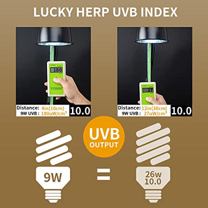 LUCKY HERP Mini UVA UVB Reptile Light 10.0 9W, UVB Bulb for All Desert Dwelling Reptiles, Compact Fluorescent Reptile UVB Bulb for Turtle, Bearded Dragon, Lizard, Gecko etc. - style: UVB10.0 9W