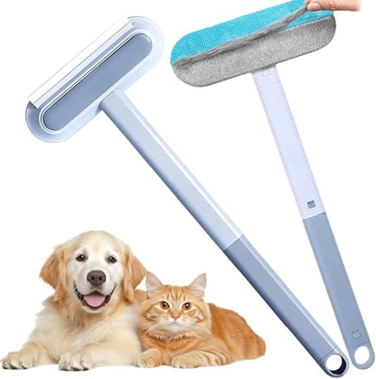 Pet Hair Remover for Furniture, 17.7Inch Reusable Lint Brush for Dog Cat Hair 4-in-1 Multifunctional Fur Removal Tool with Long Handle, Gentle on Couch, Carpet, Car Seat, Bedding and Clothes