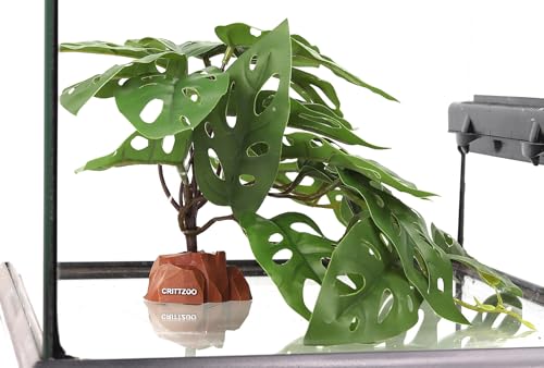 Reptile Fake Plants Terrarium Decor Leopard Gecko Bearded Dragon - color: Fake Swiss Cheese Plants