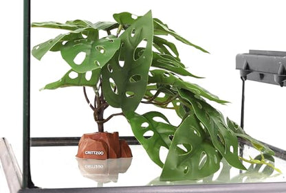 Reptile Fake Plants Terrarium Decor Leopard Gecko Bearded Dragon - color: Fake Swiss Cheese Plants