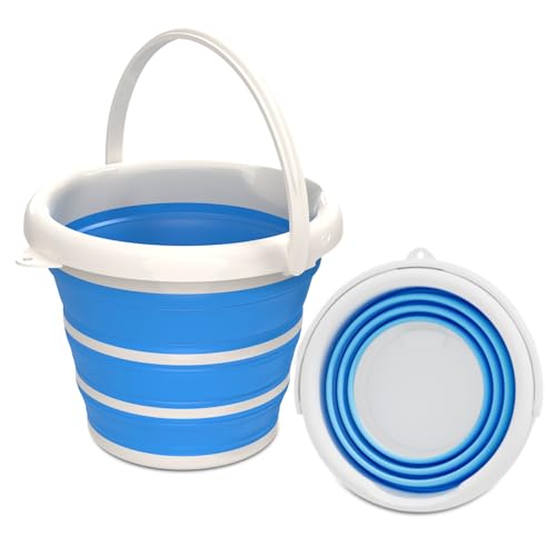 GOLDFOX Collapsible Bucket-10L (2.6 Gallon) Bucket for Cleaning with Handle-Folding Foldable Portable Plastic Water Supplies,Collapsible Bucket for Car Wash Camping Garden - Blue - color: Blue