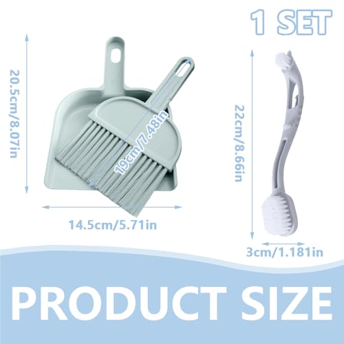 Birdcage Cleaner Set, Mini Dustpan and Brush Set, Animal Droppings Cleaning Tool for Guinea Pigs, Hamsters, Chinchillas, Rabbits, Reptiles, Hedgehogs and Other Small Animals(Gray, Blue)