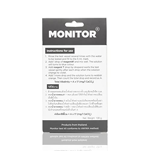 Monitor Alkalinity Test KIT (120 Tests) - Monitor Aquarium and aquaculture Water Quality
