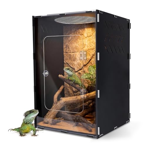 Reptile Tank Enclosure, Reptile Terrarium Acrylic Front Opening with Metal Translucent Mesh Top for Crested Gecko Lizards, Snakes, Chameleon (25Gallon) - color: 25Gallon