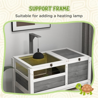 Reptile Enclosure with Shelf, 40.5”H Tortoise Habitat with Lockable Top, Lamp Stand, Acrylic Windows & Waterproof Tray for Lizard, Snake, Bearded Dragon - Easy Assembly - color: P-3