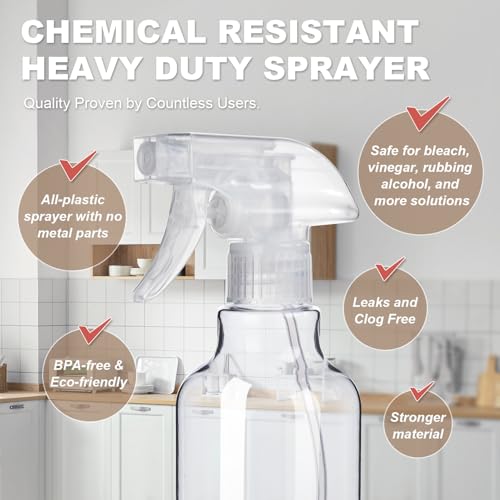 Plastic Spray Bottles (2-Pack, 16.9 Oz) Heavy Duty Spraying, Mist & Stream | Professional Empty Water Sprayer for Cleaning Solutions, Essential Oils, Hair, Plants, BBQ, Dog Cat Behavior Correction - style: Clear, 2-Pack