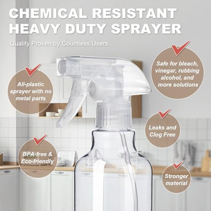 Plastic Spray Bottles (2-Pack, 16.9 Oz) Heavy Duty Spraying, Mist & Stream | Professional Empty Water Sprayer for Cleaning Solutions, Essential Oils, Hair, Plants, BBQ, Dog Cat Behavior Correction - style: Clear, 2-Pack