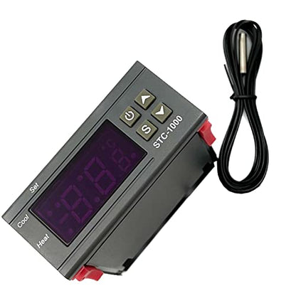 FainWan STC-1000 DC 110V-220V 10A Microcomputer Digital Display Temperature Controller Thermostat Control Switch 2 Relay Output Cooling Heating and NTC 10K Thermistor Sensors Temperature Probe