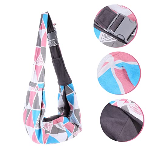 Reptile Pet Carrying Pouch Adjustable Shoulder Strap Polyester Small | Colorful Geometric Pattern, Breathable and Cozy Warmth, Crossbody Wear for Bearded Dragon Walking or Travelling