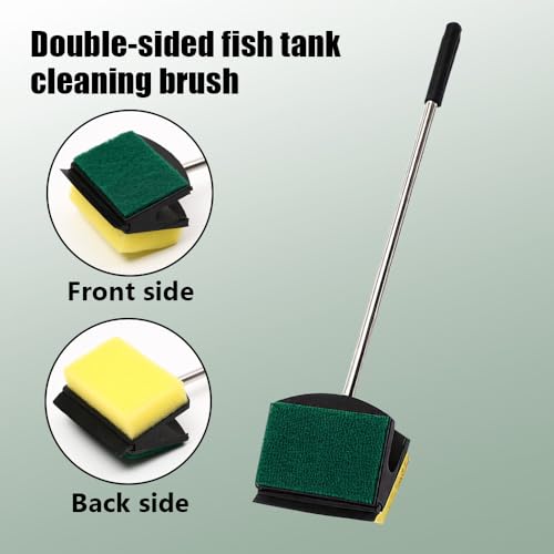 MiOYOOW Fish Tank Algae Scraper, Double Sided Aquarium Cleaning Tool with Long Handle, Reusable Water Tank Scrubber for Glass Acrylic Plastic Tanks - color: 50*7.5cm/19.68*2.95"