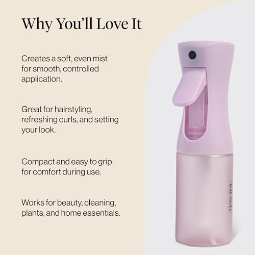 Kitsch Continuous Spray Bottle for Hair – Sheer Violet, 150ml | Fine Mister Spray Bottle & Water Spray Bottle – Recycled Hair Spray Bottle – Spray Bottles for Cleaning, Styling, & More - color: Sheer Violet