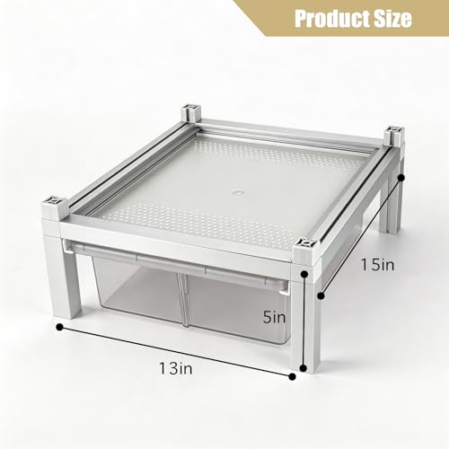 13x10x4 Stackable Reptile Rack Expansion Unit PE Drawer Ventilated Lid | Modular stackable reptile rack expansion 13x10x4, PE sliding drawer, ventilated lid, fits gecko snake ground reptile habitat - size: 13x10x4-add