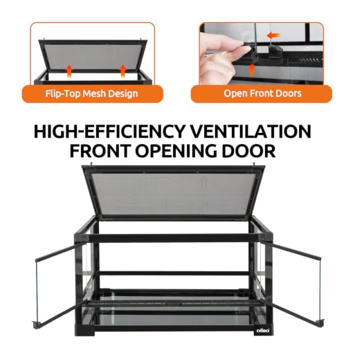 20 Gallon Tempered Glass Reptile Tank, 24" x 18" x 12" Reptile Terrarium with Sliding Doors Front Opening Reptile Enclosure with Top Screen Ventilation (Knock-Down) - size: 24" x 18" x 12"
