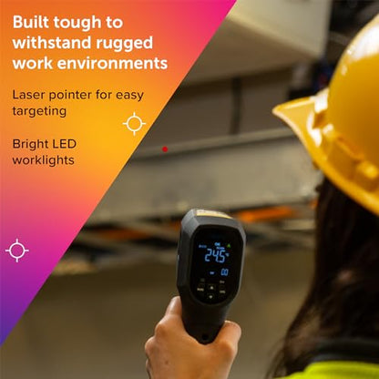 Flir TG54-2 Infrared Spot Thermometer, -22 to 1562F, 20:1 | Non-contact, 20:1 distance-to-spot, color display, IP65, 3m drop, 9V battery (8hr), lanyard - style: TG54-2