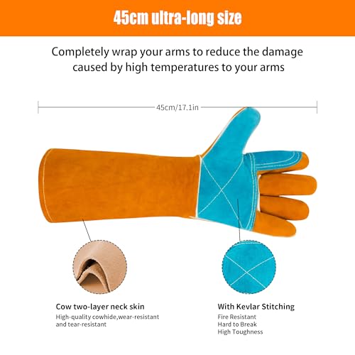 17.7In Cat Gloves, Animal Handling Gloves Bite Proof with Double Leather Pet Grooming for Cats & Dogs - size: Small