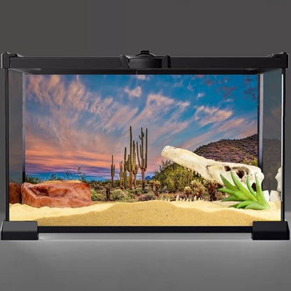 AWERT 48x24 inches Terrarium Background Blue Sky Cloud Huge Cactus Oasis Gobi Reptile Habitat Background Vinyl - size: 48x24in/120x60cm