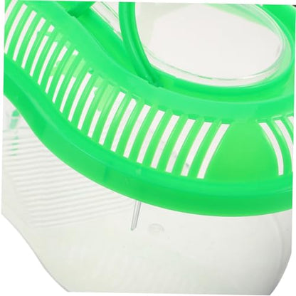 Portable Reptile Feeding Tank with Enclosed Lid Small Green Pet Transport Container for Snake Breeding Turtle and Crab Catching Convenient Handle Sunbathing Platform