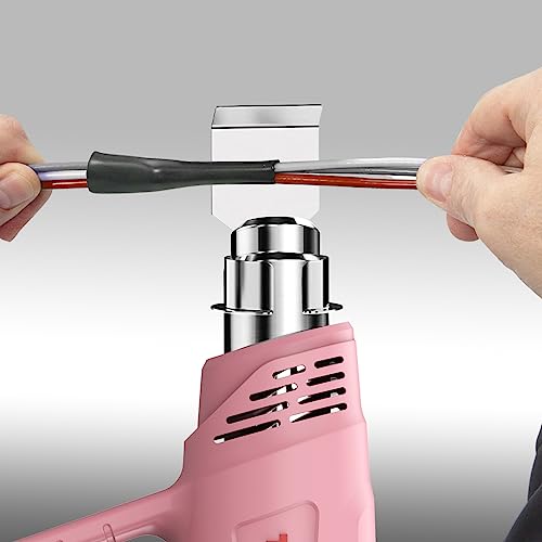 Heat Gun, TGK® 1800W Heavy Duty Hot Air Gun Kit 122℉~1202℉ Dual Temperature Settings with 6 Nozzle Attachments Overload Protection for Crafts, Shrink Wrapping/Tubing, Paint Removing, Epoxy Resin - color: Pink