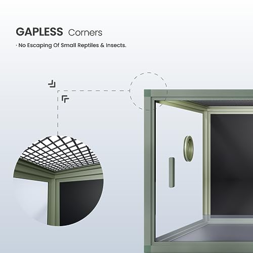 Lightweight 85 Gallon Reptile Enclosure for Snake, Bearded Dragon | Optimal Ventilation & Light Penetration by Rust Proof Mesh Top, Easy Assembly within 6 Steps with Clear Instruction - color: Earthy Green, size: 85 Gallon