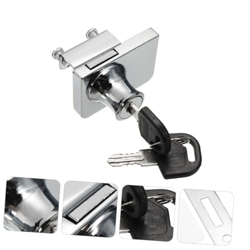 Glass Cabinet Lock Zinc Alloy 5-8mm Security Door Lock with Keys for Display Showcase Furniture Latch Compatible with Single and Double Doors