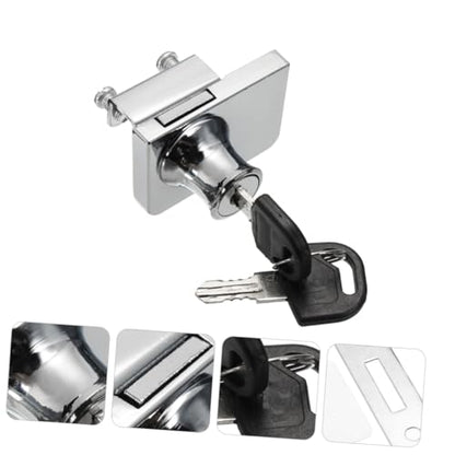 Glass Cabinet Lock Zinc Alloy 5-8mm Security Door Lock with Keys for Display Showcase Furniture Latch Compatible with Single and Double Doors