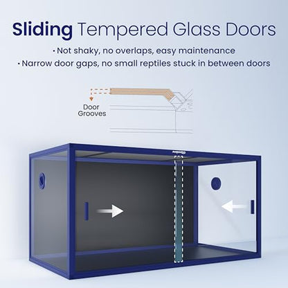 120 Gallon Reptile Tank for Bearded Dragon, Snake, Adult Reptile | Optimal Ventilation & Light Penetration by Rust Proof Mesh Top, Easy Assembly within 6 Steps with Clear Instruction - color: Dart Blue, size: 120 Gallon