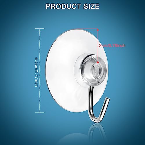 Mudder 80 Pcs Clear Suction Cups Metal Hooks for Window Glass Wall,45 mm | Window Hanging Towel Holder for Bathroom Kitchen, 45 mm Holds 3 lbs, Grips Glass Tile Mirror, Removable No Damage Install - size: 45 mm