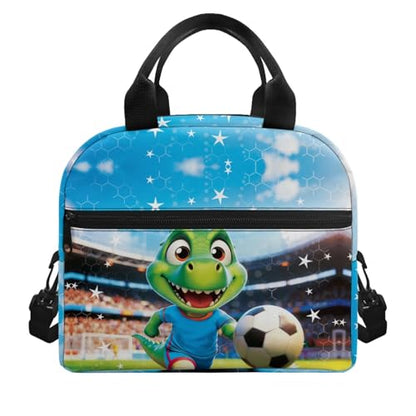 Kids Lunch Bag Dinosaur: Basketball Lunch Bag - Spacious Interior Fits Sandwich + Fruit- Ideal for Basketball Camp, School & Dinosaur Theme Day - color: Dinosaur Basketball
