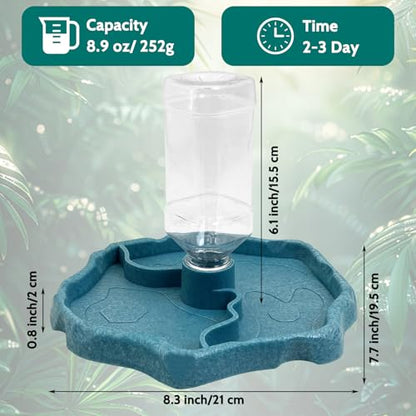 9oz Reptile Water Bottle, Turtle Automatic Feeders Waterer Food and Water Bowl pet Dispenser Bottle Feeding Dish for Lizard Tortoise Chameleon - color: Blue