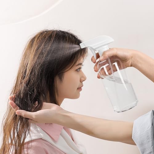 UUJOLY 17 oz Plastic Spray Bottle Trigger Empty Spray Bottles Clear Refillable Container for Water, Essential Oils, Hair, Cleaning Products, Adjustable Head Sprayer and Stream (2 Pack) | Adjustable Mist & Stream Nozzle – For Water, Hair, Cleaning, Essenti