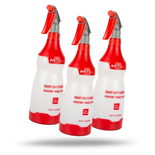 Maxshine Heavy Duty Spray Bottle – 25oz Chemical-Resistant Detailing Sprayer with Adjustable Nozzle & Ergonomic Trigger for Car Cleaning, Garage, Home (Red [Set of 3]) - color: Red [Set of 3]