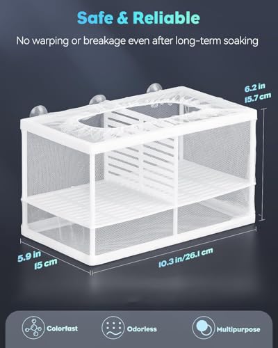 Pawfly Fish Tank Breeder Net Aquarium Fish Breeder Box with Nylon Mesh & Suction Cups, Fish Separation Net Large Isolation Box, Fish Fry Hatchery Incubator Hatching Box for Baby Fish Shrimp Betta - size: Large