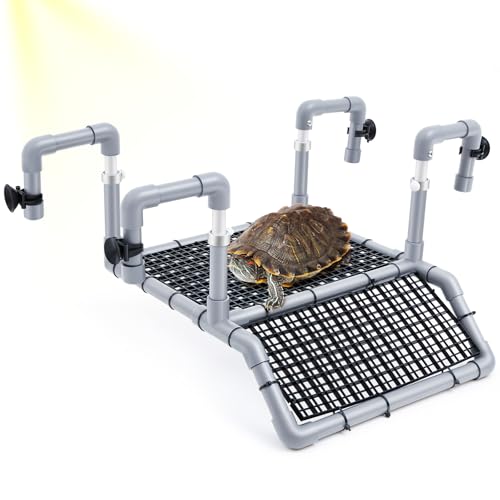 Adjustable X-Large Turtle Basking Platform, 19″ Wider Hanging Turtle Dock, DIY Ramp with PVC Pipes and Suction Cups Basking Area for Aquarium Tank 40/50/65/75/90 Gallon, Tank Accessories - style: Classic