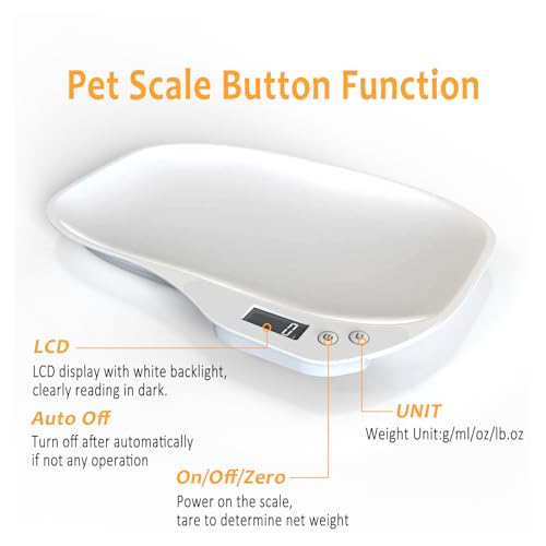 Small Animal Digital Scale, 14" x 10" Pet Weighing Scale Max 33lbs | Small Pet Scales for Weighing with LCD Display, Hamster Kitten Puppy Scale, Electronic Kitchen Food Scale, for Newborn Pets