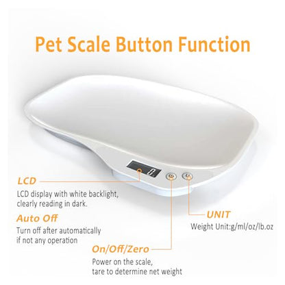 Small Animal Digital Scale, 14" x 10" Pet Weighing Scale Max 33lbs | Small Pet Scales for Weighing with LCD Display, Hamster Kitten Puppy Scale, Electronic Kitchen Food Scale, for Newborn Pets