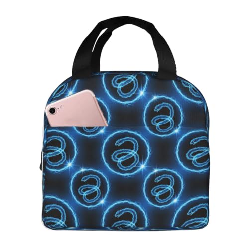Unisex Snake Print Insulated Lunch Bag Thermal | Blue Snake Pattern, Reusable EVA Leakproof Tote, Compact Size for Gym, Beach & Office - color: Pattern (868)