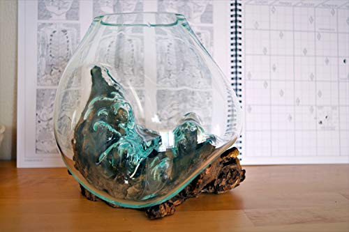 Gifts Cohasset Molten Sculpture, Approximately 8" Wide, Natural Wood and Recycled Glass (650-20) - size: Approximately 8" Wide