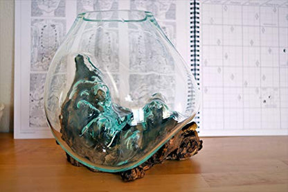 Gifts Cohasset Molten Sculpture, Approximately 8" Wide, Natural Wood and Recycled Glass (650-20) - size: Approximately 8" Wide