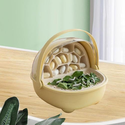 Silkworm Breeding Box Small Pet Feeding Container Transparent Removable Habitat Cage Portable Reptile House with PP for Turtle Frog Snake Suit, Yellow - color: Yellow