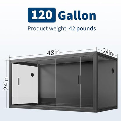 Reptile Enclosure, Animal Cages, Large Vivarium Tank, Visual and Ventilated Large Habitats, Tempered Glass Door Panel, for Rat, Guinea Pig, Lizards, Snakes, Black