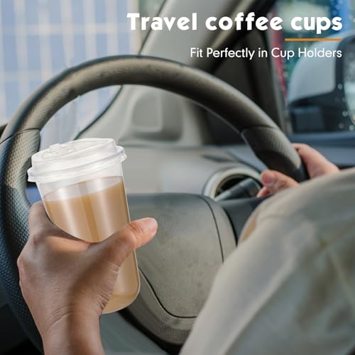 Baderke 100 Sets 18 oz Clear Plastic Cups with Lids,Sturdy Iced Coffee Cups with lids, Disposable Plastic Smoothie Cup for Cold Drinks - size: 18oz