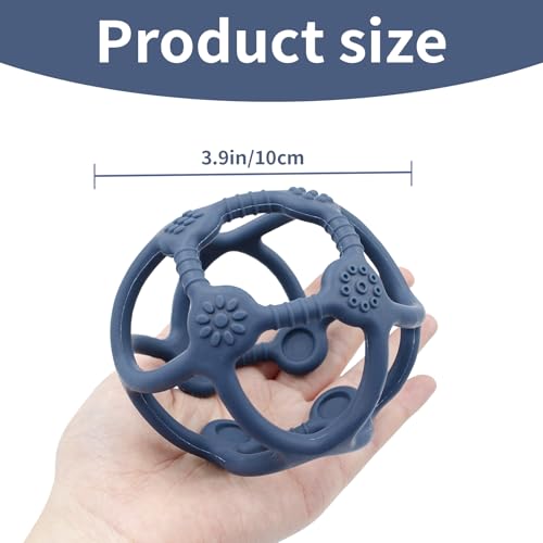 Blue Reptile Climbing Ball - 3.9 Inch Silicone Snake Enrichment Toy, Hollow Jungle Gym Ball for Python Corn Snake, Easy to Clean Habitat Decor Accessories