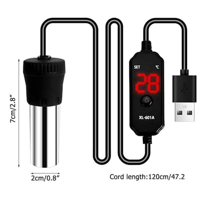 MiOYOOW Aquarium Heater, 15/25W USB Fish Tank Heater with LED Digital Temperature Display for Tanks Under 3/5L