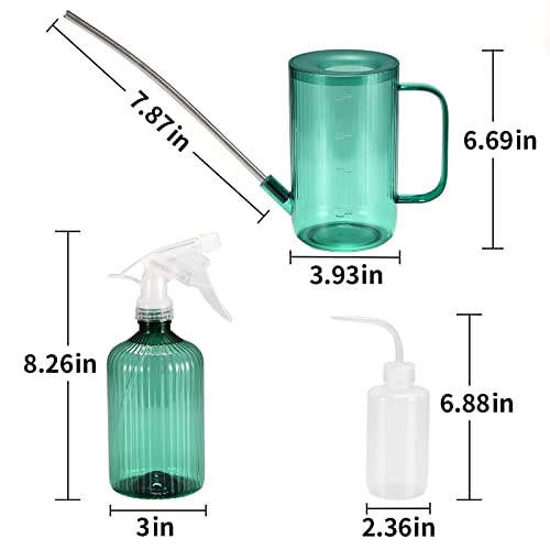 ONEDONE Watering Can Indoor Plants - Plant Watering Can 34 OZ, Long Spout Small Watering Can for House Plants Garden Potted Flowers with Spray Bottle, Squeeze Bottle Green - color: Green