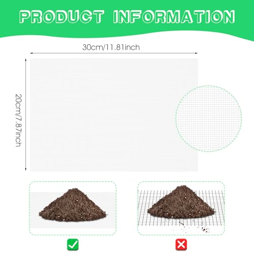 Ouligay 10pcs 11.8 X 7.8inch Flower Pot Hole Mesh Pad, Plastic Mesh Sheet, Keep Soil from Flowing Away,Bonsai DIY Drainage Netting Pot Bottom Grid Mat, White - color: White