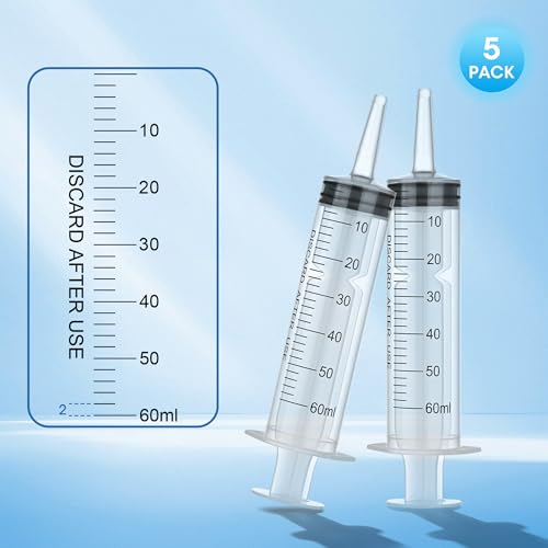 60ml Syringe for Liquids, Individually Wrapped, 5 Pack | Plastic Syringes for Liquids, Jello Shots, Precision Liquid Dispensing, DIY Craft & Resin Measuring - style: 60cc