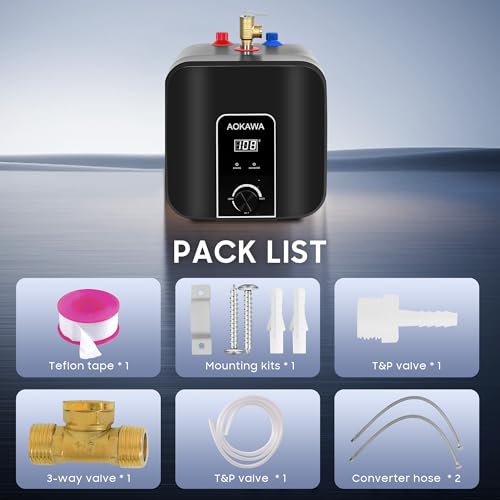 Electric Mini Tank Water Heater 2.5 Gallon Under Sink Instant Hot Water Point of Use for RV Kitchen Bathroom Camper with Safety Vavle 1/2" NPT Wall or Floor Mounted - style: 2.5 Gallon