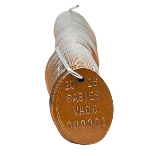 2026 Orange Oval Generic Veterinary Rabies ID Tags | Numbered Aluminum Identification | Pack of 100 for Dog & Cat Vaccinations